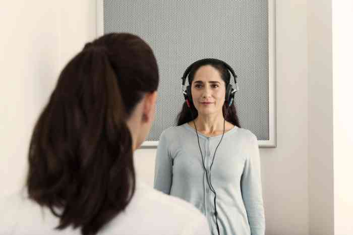 Client during hearing test