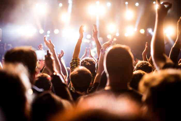 jonge mensen op concert dragen gehoorbescherming