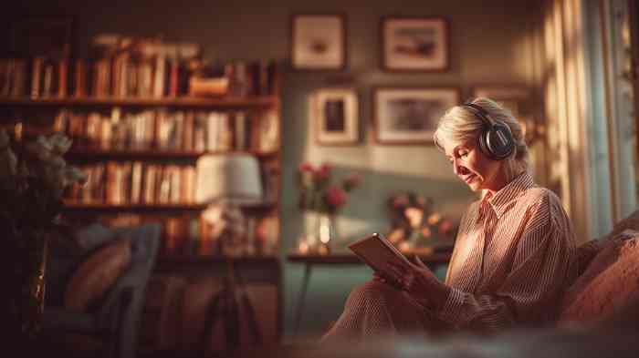 Man dining in restaurant checking hearing directions on phone